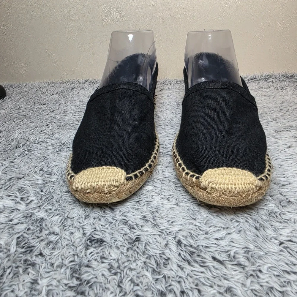 Cousu Main Espadrille Shoes Black Flats Women's Size EU 38